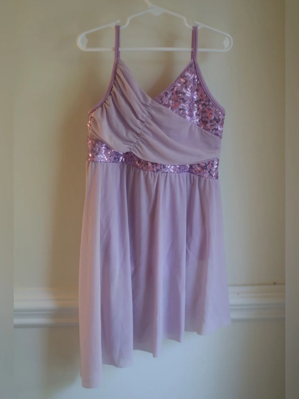 NWT Girls Lavendar Sequin Dress XL Dance Ballet